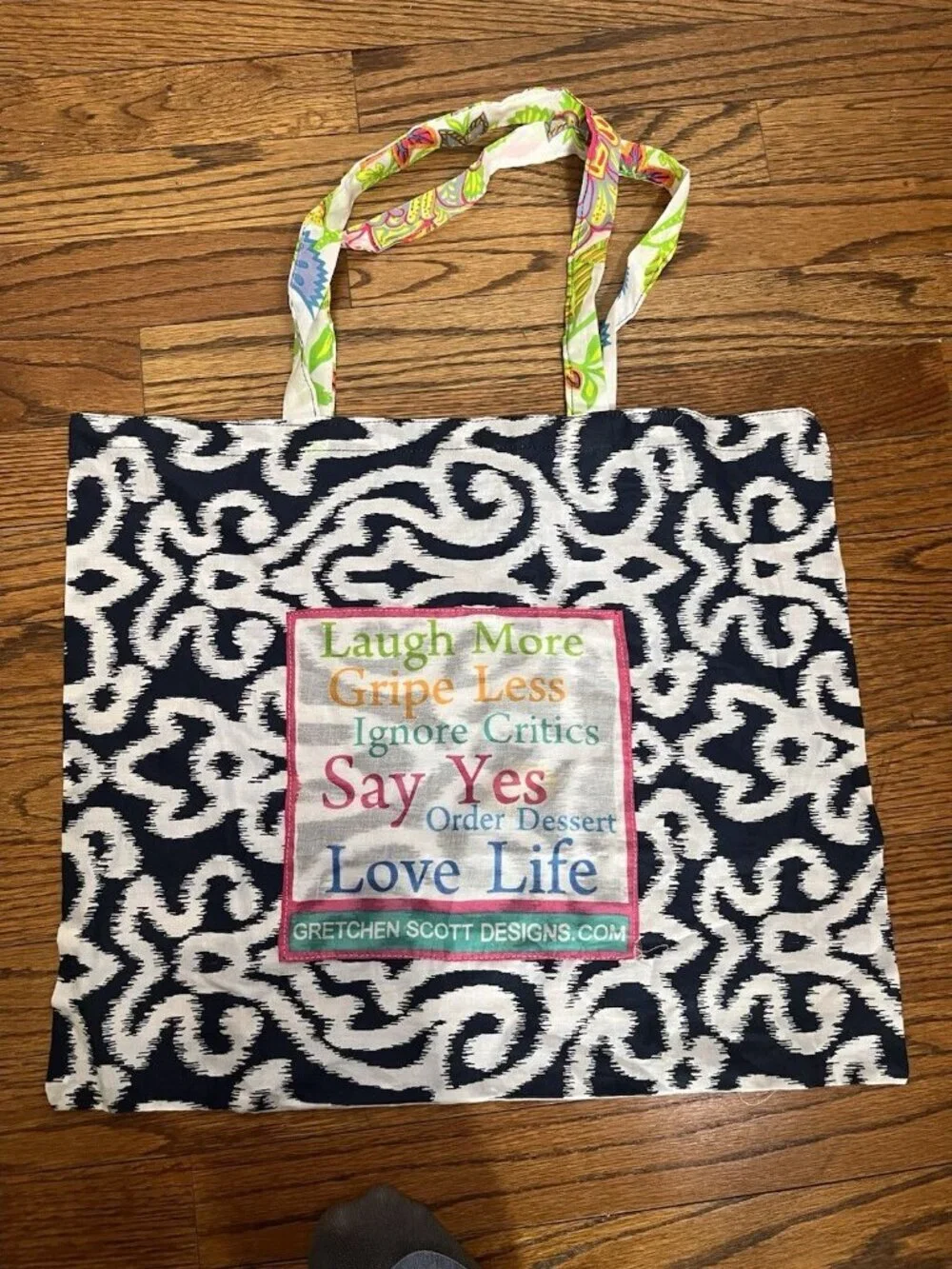 Gretchen Scott Designs Tote Bag Cotton Shopper Reusable Grocery Lot Of 3 Two Sid